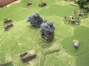 Two Stugs destroyed by British mortar fire