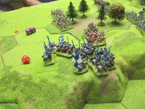 The remnants of the Lancastrian army surrounded near the woodland