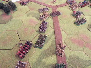 DSCF5789.JPG (1.98 MiB) Viewed 21525 times The barbarian heavy cavalry threaten the ballistae, whilst the giants continue on